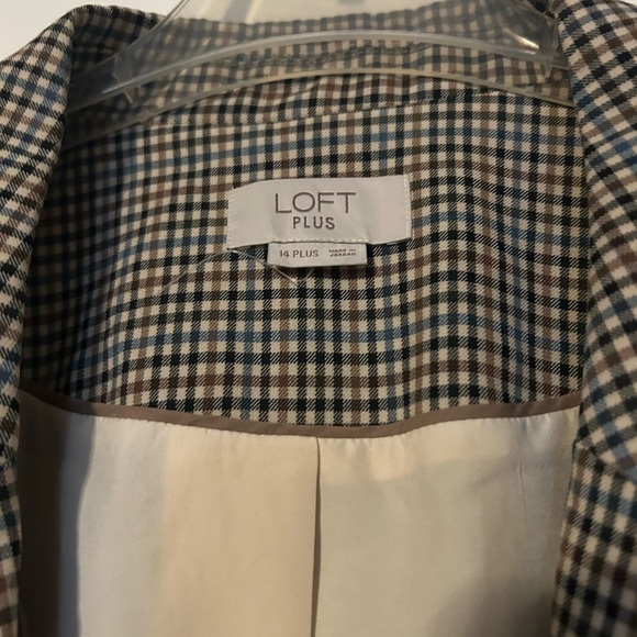 LOFT Blue and Brown Checkered Blazer - Picture 3 of 3